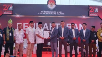 Pasangan AJP-James Pendaftar Pertama di KPU Konsel Pada Pilkada 2024